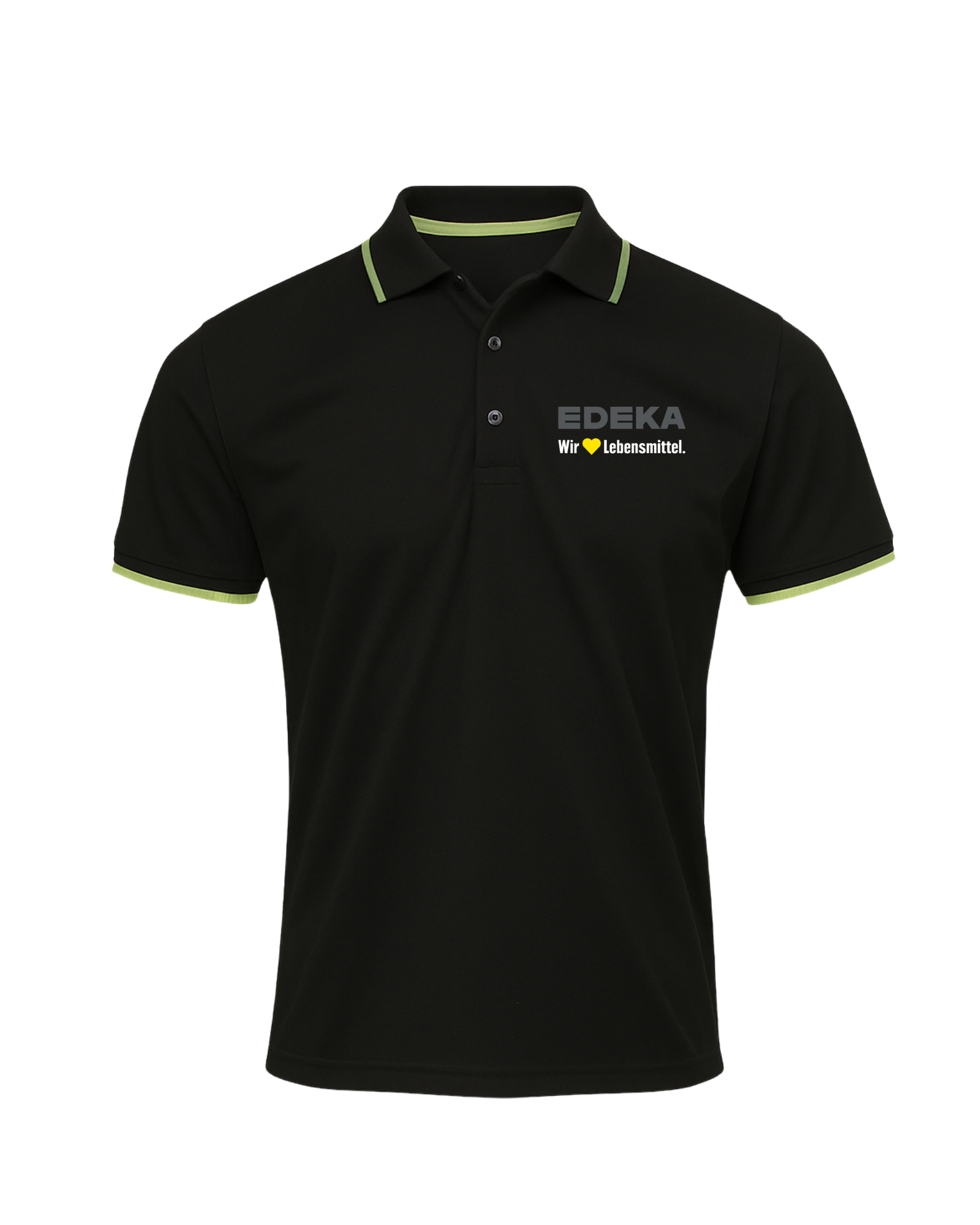 Poloshirt, Kontraststreifen lime
